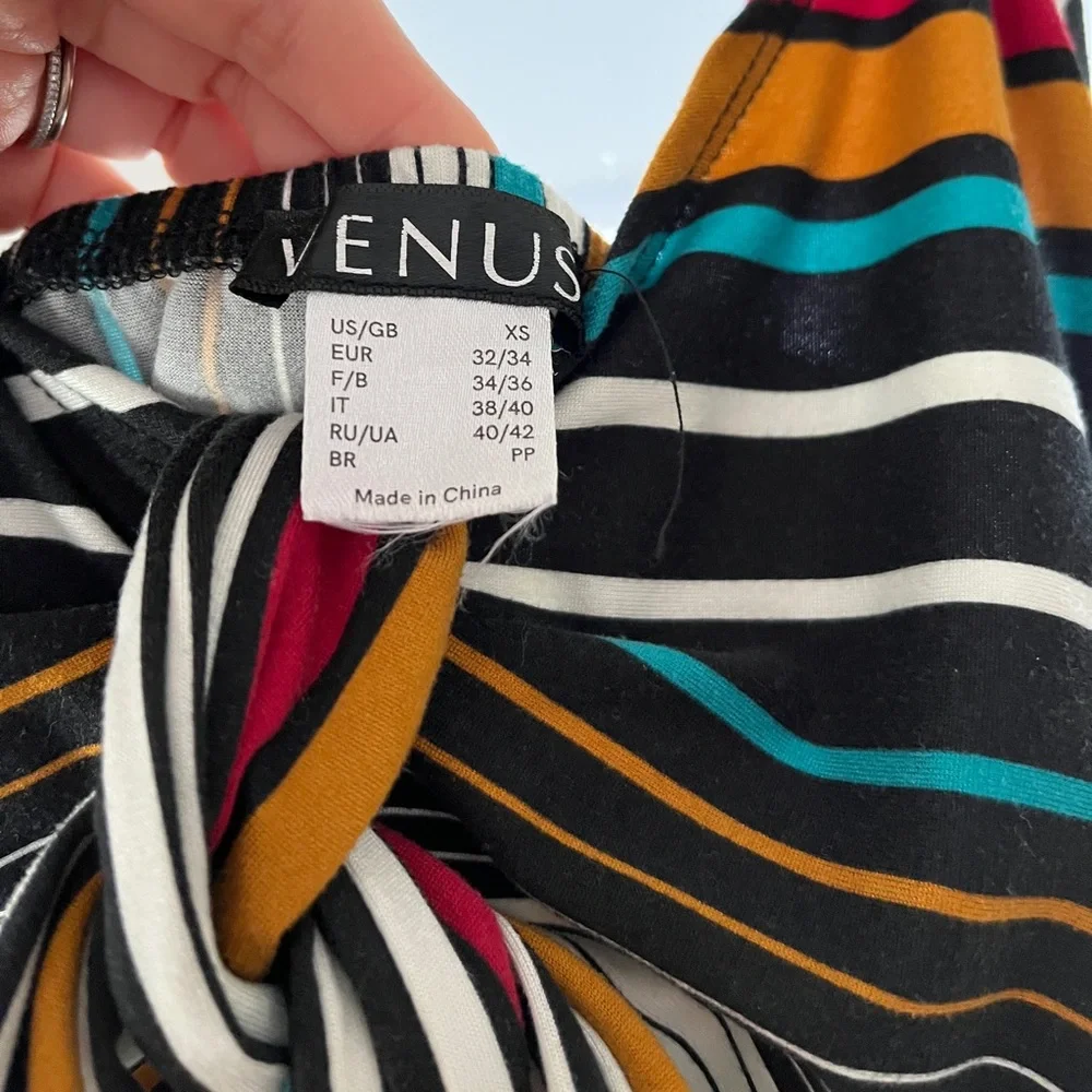 Striped Multi-Color Maxi Dress with Front Knot Detail - Picture 6 of 6